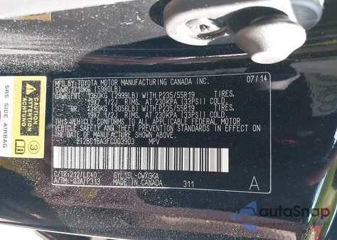 2015 Lexus Rx z USA, uszkodzony, nr VIN 2T2BC1BA3FC003903